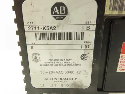 Allen Bradley 2711-K5A2 PanelView 550 HMI Control Terminal Ser B Rev D FRN 1.07