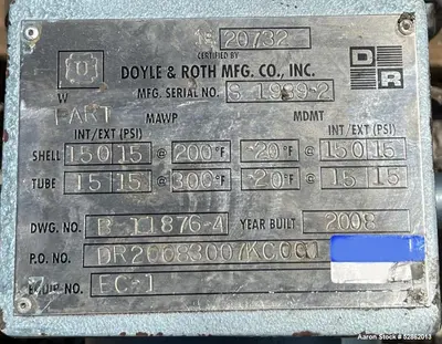 Used DOYLE & ROTH _UNKNOWN_ Heat Exchangers Illinois US | Aaron Equipment #85110