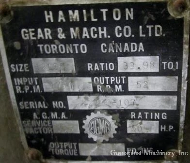75 HP Hamilton Gear Reducer, Item # 1709