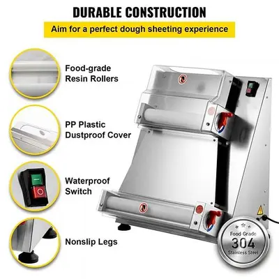 Pizza Dough Roller Sheeter, Max 16" Automatic Commercial Dough Roller Sheeter