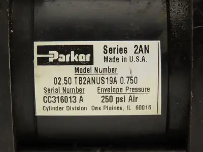 Parker 02.50 TB2ANUS19A Pneumatic Air Cylinder 2-1/2" Bore 3/4" Stroke 250psi
