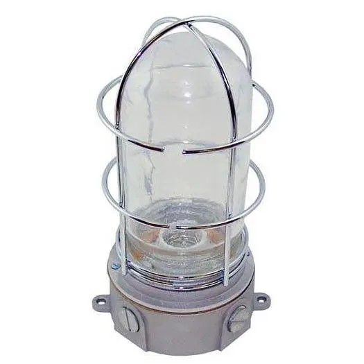 Junction Box Light Fixture; Plastic Coated Glass Globe; Wire Guard