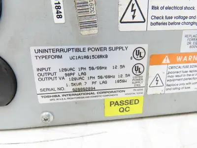 Toshiba UC1A1A015C6RKB  1400RE Series Uninterruptible Power Supply UPS 120V 1PH