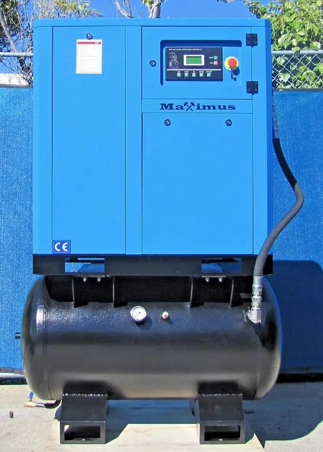 2025 Maximus 15 HP 63 CFM Rotary Screw Air Compressor 230V 3 Phase With 80G Tank