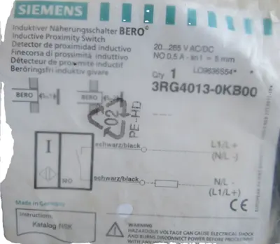 NEW SIEMENS 3RG4013-0KB00 INDUCTIVE PROXIMITY SWITCH 3RG40130KB00
