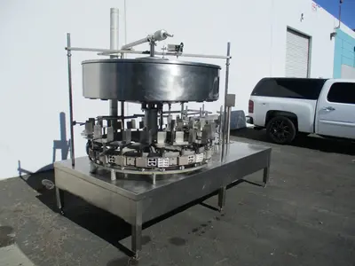 Gravity feed, 1 gallon bottle filling machine w/ 24 heads