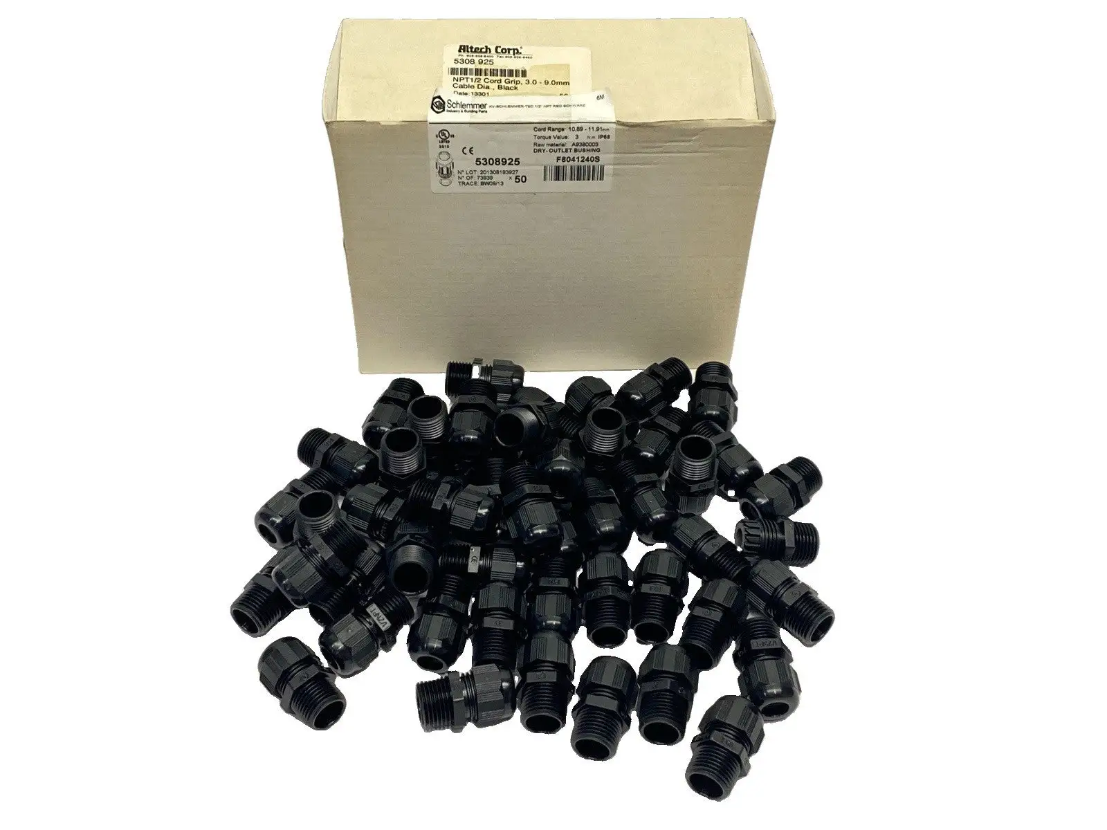New | in-Stock Altech Corp Polyamide Liquid-Tight Cable Gland 1/2" NPT PKG OF 50 Electrical Fittings Michigan US | Maverick Industrial Sales #1390761