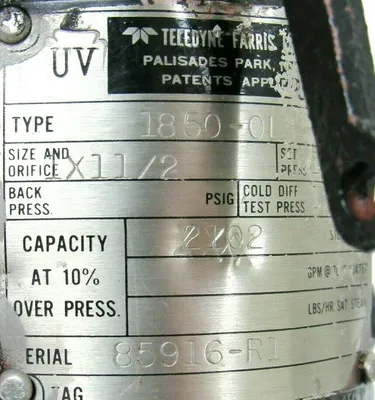 REFURBISHED TELEDYNE 1850-0L RELIEF VALVE 18500L 1×11/2