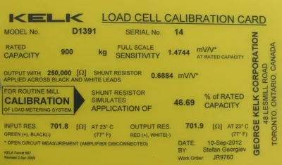 REFURBISHED GEORGE KELK D1391 LOAD CELL 900KG