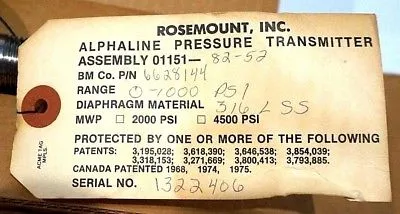 NEW ROSEMOUNT 6628144 A52 PRESSURE TRANSMITTER 6628144A52