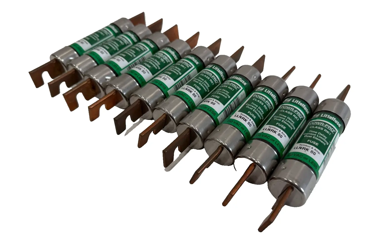 NEW LOT OF 10 LITTELFUSE LLNRK-80 TIME DELAY FUSES LLNRK80