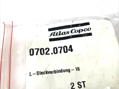0702.0704, 702.0704 | Atlas Copco 0702.0704 Elbow L Fitting, 10mm Push Connect, 702.0704 LOT OF 3 - New