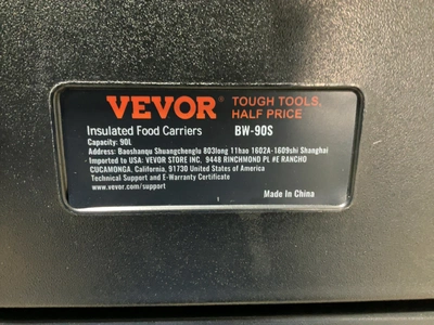 Used LOT OF (2) VEVOR BW-90S INSULATED FOOD CARRIERS Hot Food Warming, Holding, & Transport Cabinets Michigan US | Miedema Asset Management Group #1580138