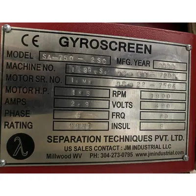 USED SEPARATION TECHNIQUES PVT LTD SA-750-2SC