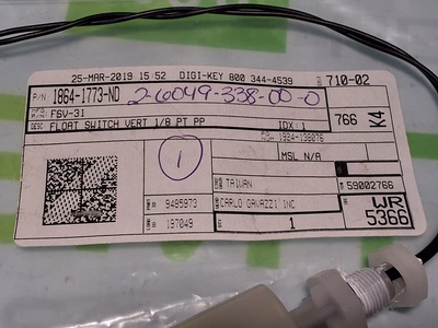 FSV-31 FLOAT SWITCH VERTICAL 1/8 PT PP