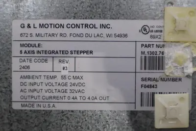 G & L MOTION CONTROL M.1302.7612 5-Axis Integrated Stepper 32Vac STOCK 6014