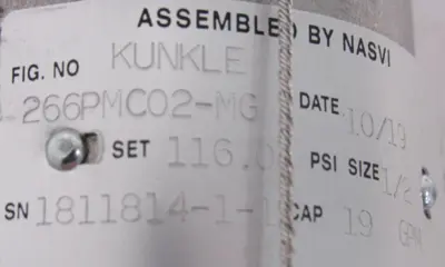 NEW KUNKLE 266PMC02-MG RELIEF VALVE 1/2" 266PMC02MG