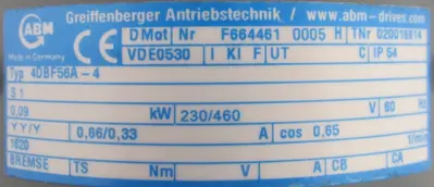 NEW ABM 4DBF56A-4 MOTOR 230/460V 4DBF56A4