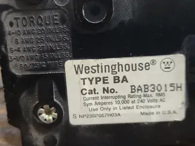 Used WESTINGHOUSE BAB3015H Switchgears British Columbia CA | Lenmark #242411