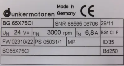 NEW DUNKERMOTOREN BG65X75CI GEAR MOTOR 15:1