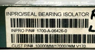 NEW INPRO SEAL COMPANY 1700-A-06426-0 BEARING ISOLATOR 10000MM/120000MM V170