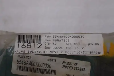 NEW NUMATICS 554SA400K000030 SOLENOID VALVE 110/120, 50/60 - STOCK GF461A