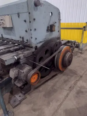 13' x 1/4" AMADA MODEL #M-4065 MECHANICAL POWER SQUARING SHEAR, FRONT GUAGING, CONVEYOR & STACKER: STOCK #19272