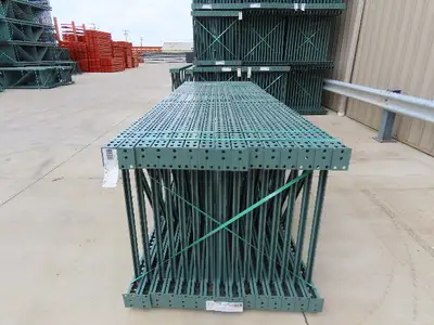 Interlake 12' x 42" Teardrop Pallet Racking Upright 3x3" Leg 23900Lb Green