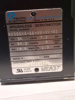 PACIFIC SCIENTIFIC R46SSNA-SS-NS-NV-02 BRUSHLESS SERVO MOTOR - BRAND NEW