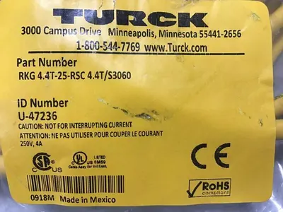 NEW TURCK ELEKTRONIK RKG 4.4T-25-RSC