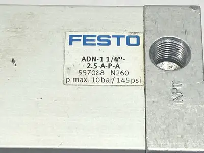 ADN-1 1/4"-2.5-A-P-A, 557088 | Festo ADN-1 1/4"-2.5-A-P-A Pneumatic Cylinder  1-1/4" Bore 2-1/2" Stroke 557088 - Used