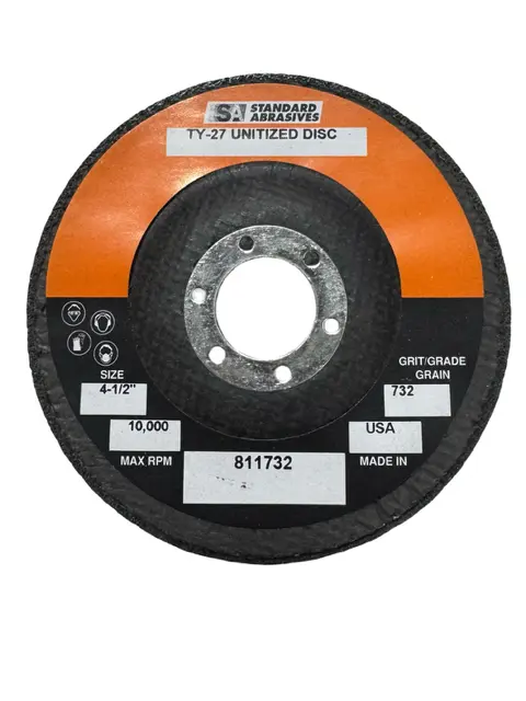 Standard 4-1/2" x 7/8" Unitized Wheel, Type 27, Fine Grade, Med/Hard Silicon Carbide