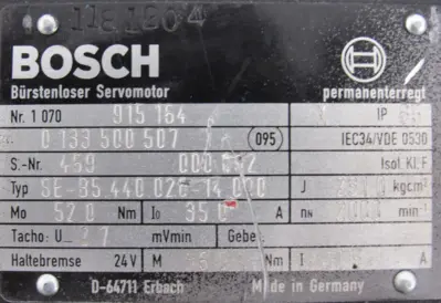 USED BOSCH 1070915164 SERVO MOTOR SE-B5.440.020-14.000