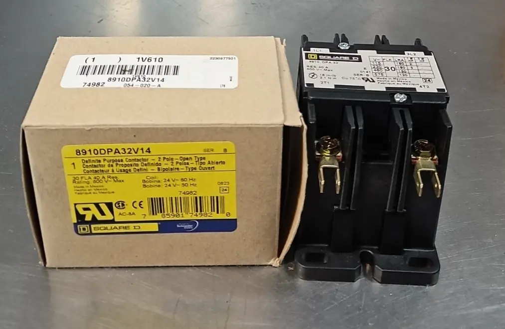 Square D 8910DPA32V14 Definite Purpose 30FLA 2 Pole 600V 24v Coil Loc4D31