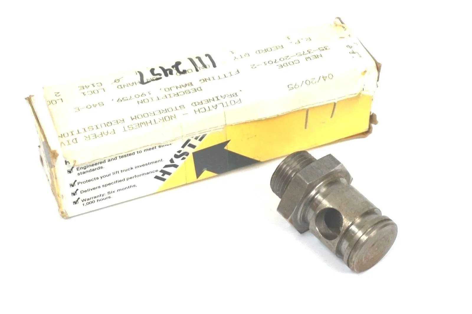 NEW HYSTER 190759 S40-E FITTING BANJO S40E