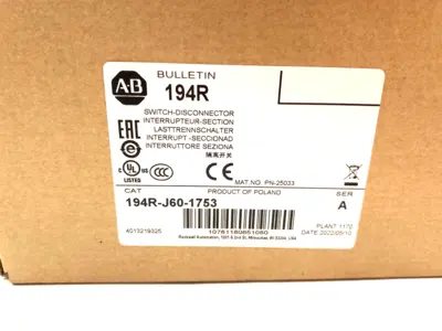 USED ALLEN-BRADLEY SER. A SWITCH DISCONNECTOR, 3-POLE CLASS J FUSE 60A
