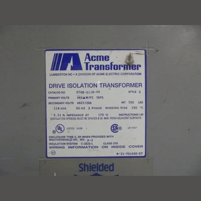 ACME 118 kVA Transformer