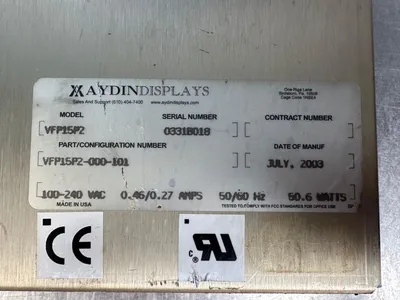 Aydin Displays Monitor VFP15P2-000 -101 Ser.Numb.:03318018 (2F-1)