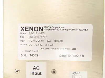 Xenon 289-0019 PS-813 HVPS Power Supply 3.6kVDC 3.1kJ/s Out 240VAC 1Ph 20A In