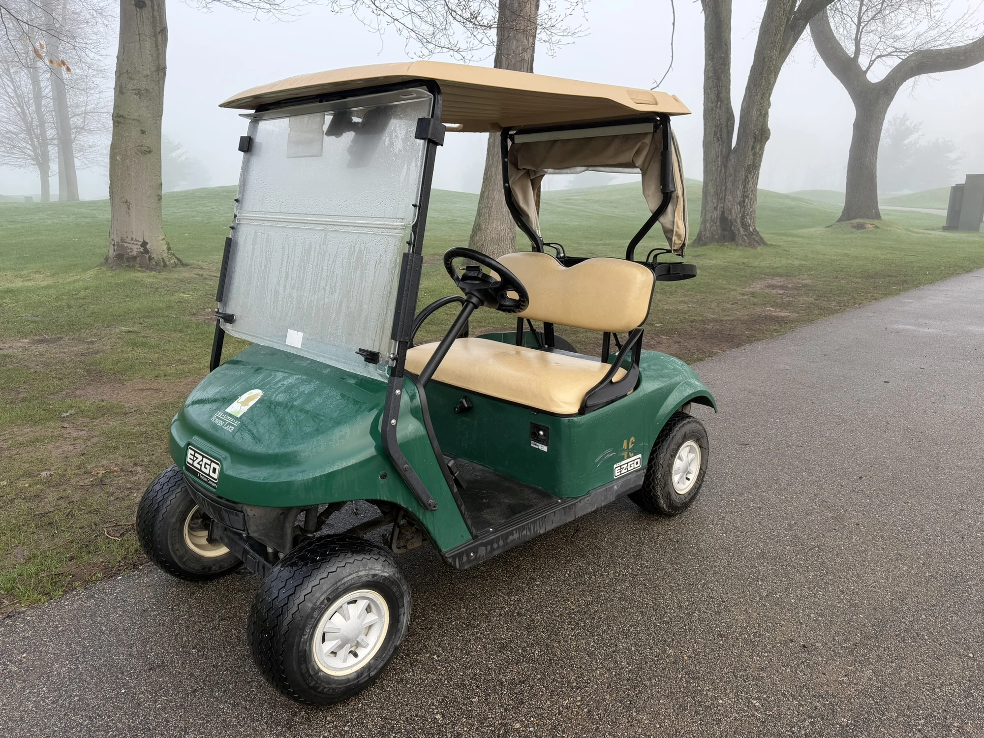 (1) 2017 E-Z-Go golf cart with a Kawasaki gas engine, model 625111G01, includes canopy, ball cover, ...