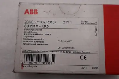 LOT OF 2 NEW ABB SU 201M K0,5 CIRCUIT BREAKER  2CDS 271337 R0157 STOCK H1310A