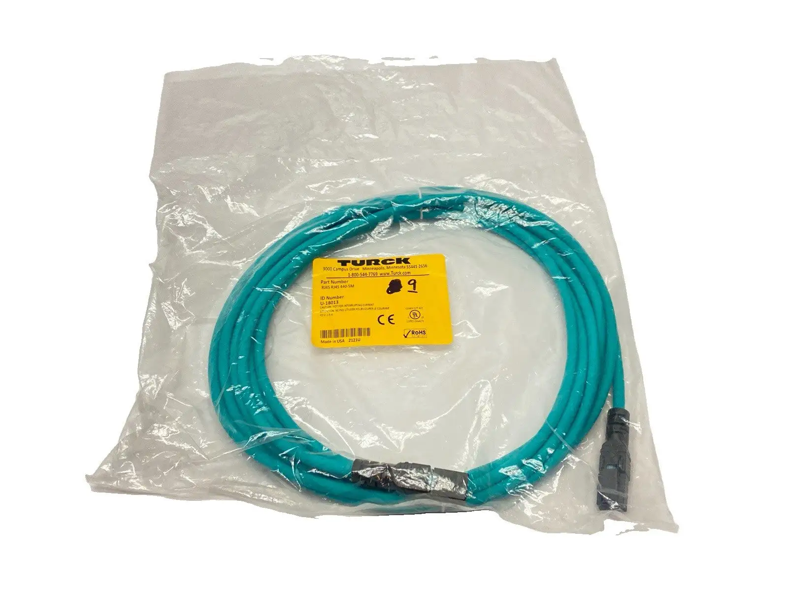 New | in-Stock Turck Ethernet Cordset RJ45 To RJ45 5m U-18013 Misc Electrical & Power Parts Michigan US | Maverick Industrial Sales #1402965