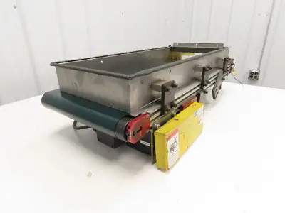 NKE 12"x 33" Small Parts Conveyor Low Profile Flat Belt Slow Feed 220V 1FPM