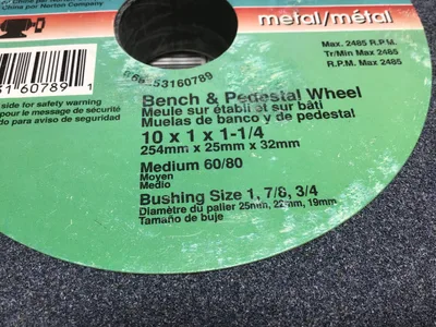 Norton Gemini 66253160789 Bench & Pedestal Grinding Wheel Max 2485 RPM 60/80 Grit