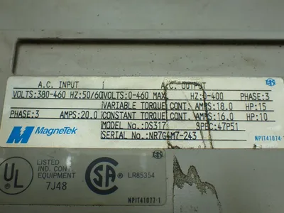 Used MAGNETEK DS317 Variable Speed Drives Ohio US | HGR 24 #879767