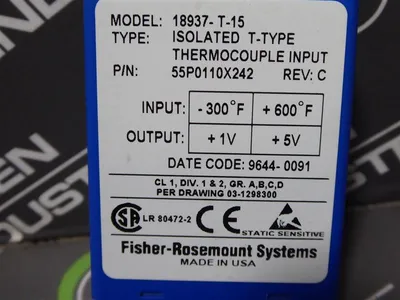 Fisher Rosemount 18937-T-15 Thermocouple Input Relay 55P0110X242 Rev. C Used