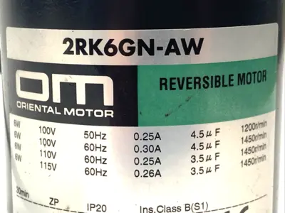 Used Oriental Motor Reversible Motor 6W 115V 60Hz 0.30A A.C. Motors Michigan US | Maverick Industrial Sales #1393318