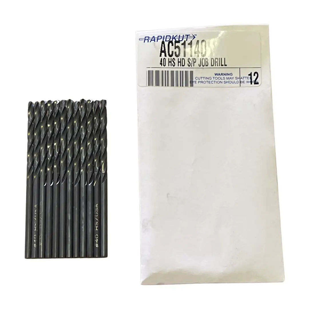 RapidKut #40 Drill Bit HSS Heavy Duty 135� Jobber Length Drills 12 Pack USA Made