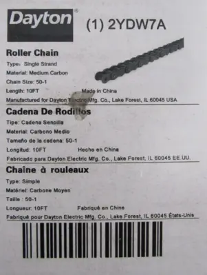 NEW BOX OF 5 DAYTON 2YDW7A CHAIN 10' EA SIZE 50-1