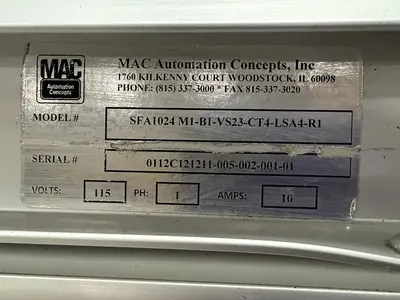 USED MAC AUTOMATION CONCEPTS SFA1024 M1-B1-VS23-CT4-LSA4-R1